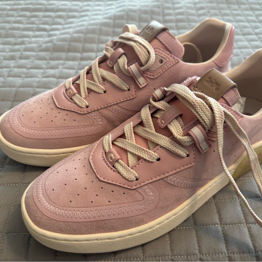 Women's Coach Pink Suede Tennis Shoes-Gently Used